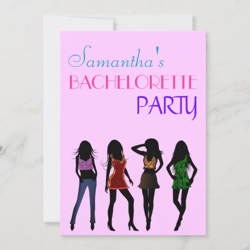 Chic Pink Fashion Girls Bachelorette Party Invites