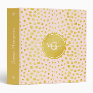 Chic pink faux gold glitter cheetah print monogram 3 ring binder