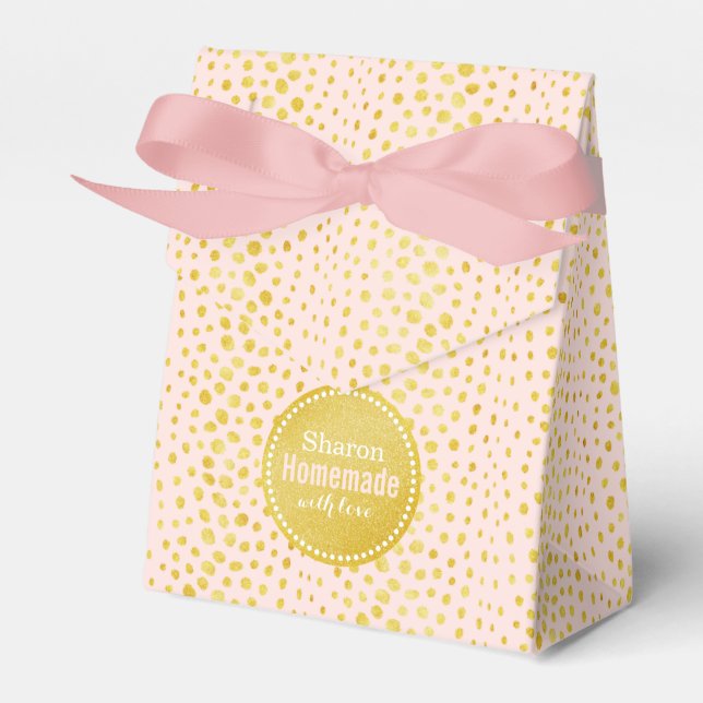 Chic pink faux gold glitter cheetah print monogram favor boxes (Front Side)