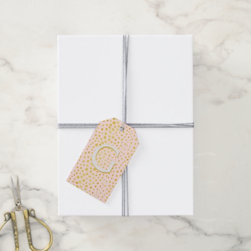 Chic pink faux gold glitter cheetah print monogram gift tags