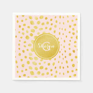 Chic pink faux gold glitter cheetah print monogram napkins