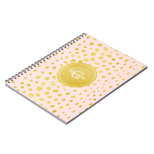 Chic pink faux gold glitter cheetah print monogram notebook | Zazzle