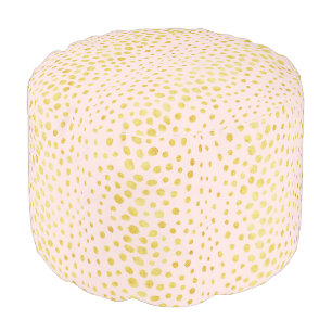 Chic pink faux gold glitter cheetah print monogram pouf