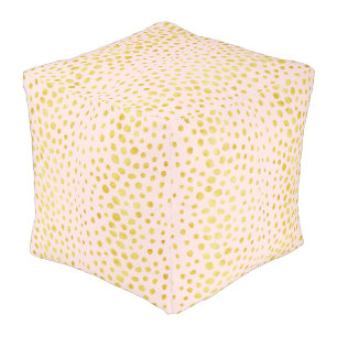 Chic pink faux gold glitter cheetah print monogram pouf