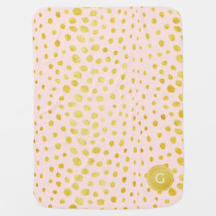 Chic pink faux gold glitter cheetah print monogram swaddle blanket