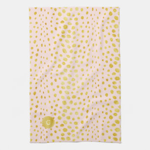 Chic pink faux gold glitter cheetah print monogram towel