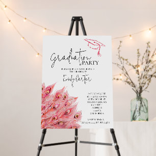Chic Pink Feather Graduation Party Foam Board