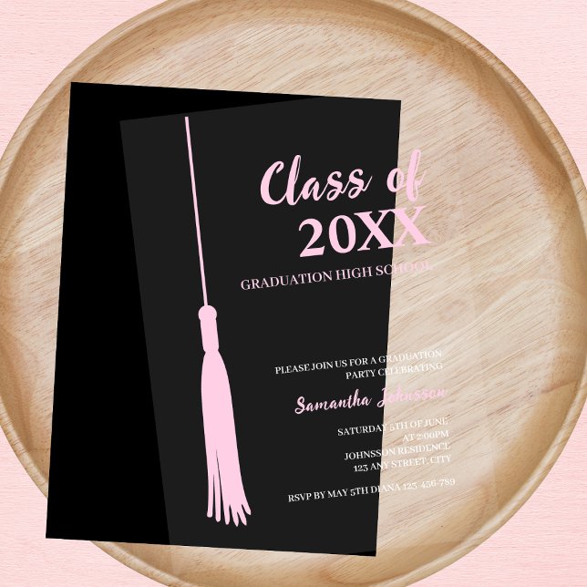 Chic Pink Feminine 2026 Grad Tassel Graduation Acrylic Invitations (Chic Pink Feminine 2025 Grad Tassel Graduation Acrylic Invitations)