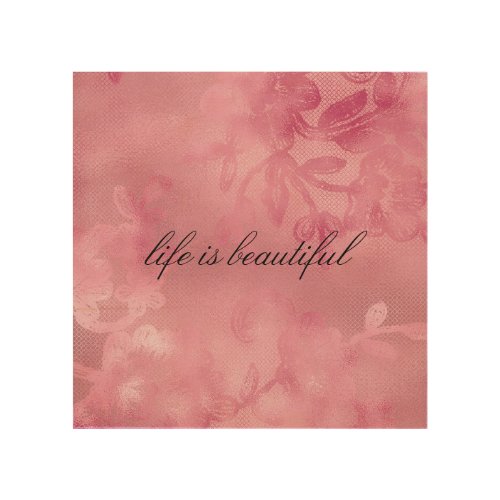 Chic Pink Feminine Floral Lace  Wood Wall Art