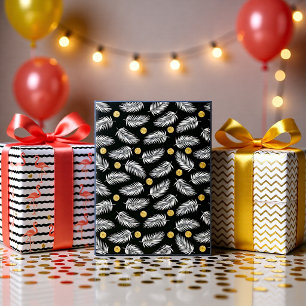 Chic Pink Flamingo Black and Gold Tropical Glam Wrapping Paper Sheets