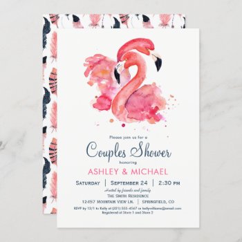 Chic Pink Flamingo Couples Shower Invitation by Card_Stop at Zazzle