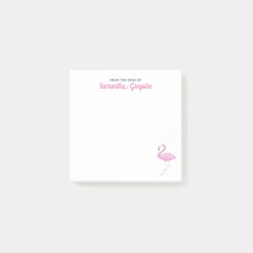 Chic Pink Flamingo From the Desk Of Name Post_it Notes