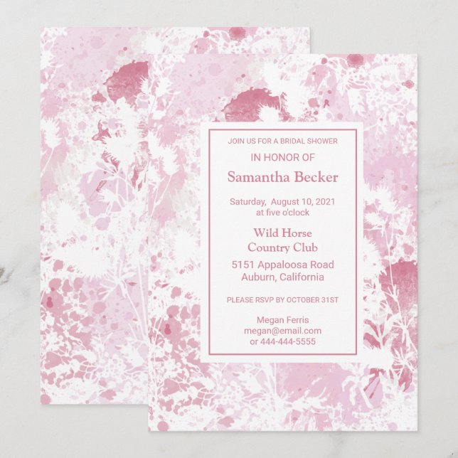 Chic Pink Floral Bridal Shower Invitation (Front/Back)