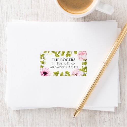 Chic Pink Floral Bright Greenery Label
