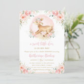 Chic Pink Floral Cute Deer Fawn Girl Baby Shower Invitation (Standing Front)