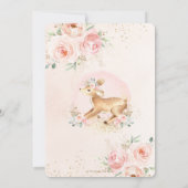 Chic Pink Floral Cute Deer Fawn Girl Baby Shower Invitation (Back)