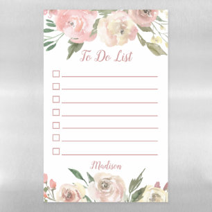 Chic Pink Floral Elegant Wedding To Do List Magnetic Dry Erase Sheet