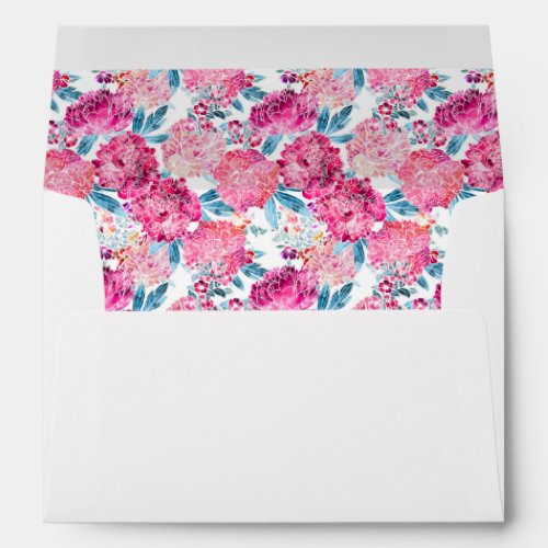 Chic Pink Floral Pattern Custom Return Address Envelope