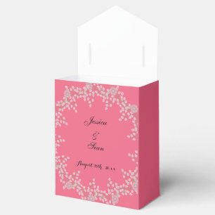Chic Pink Floral & Pearls Wedding Favor Boxes