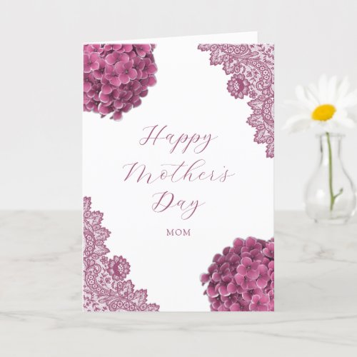 Chic Pink Floral Photo Happy Mothers Day Card