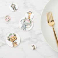 Chic Pink Floral Safari Animals Wild One Baby Girl