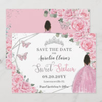 Chic Pink Floral Sweet Sixteen Brown Princess