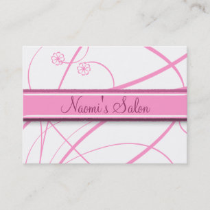 chic pink floral swirls salon chubby business card