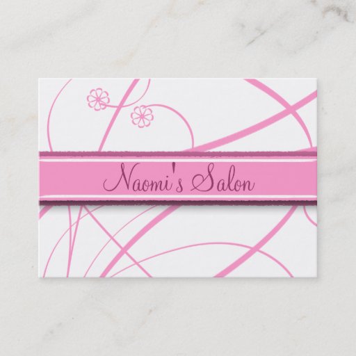 Customizable chic pink floral swirls salon chubby business card