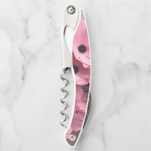 Chic pink floral watercolor bridal waiter's corkscrew