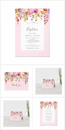 Chic Pink Floral Watercolor Collection