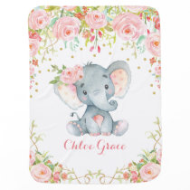 Chic Pink Flower Elephant Nursery Baby Blanket Chic Pink Flower Elephant Nursery Baby Blanket