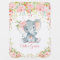 Chic Pink Flower Elephant Nursery Baby Blanket