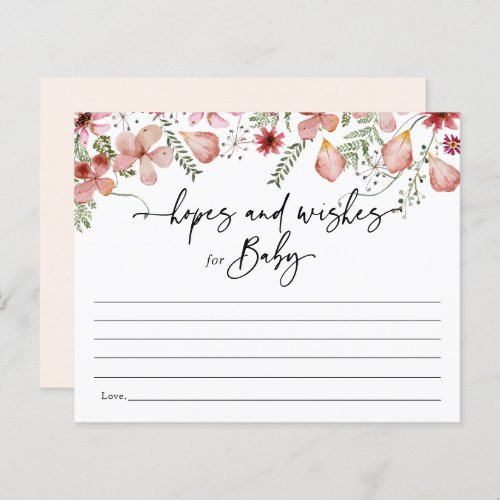 Chic Pink Flowers Hopes  Wishes Baby Shower Card