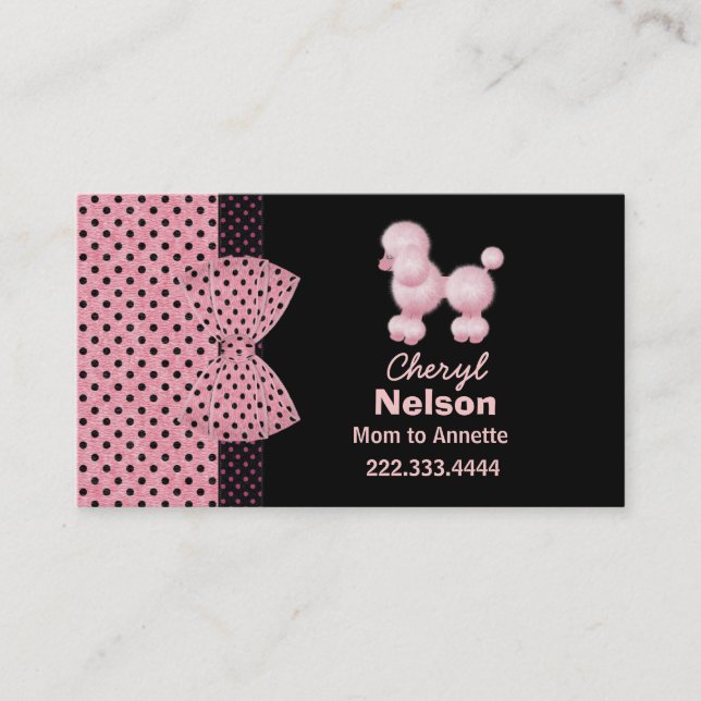Chic Pink French Poodle Mommy Card (Front)