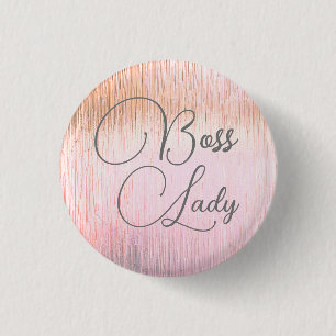 Chic Pink Frosted Glass Boss Lady   Button
