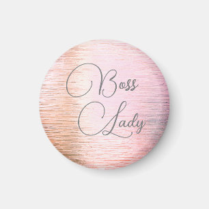 Chic Pink Frosted Glass Boss Lady  Magnet