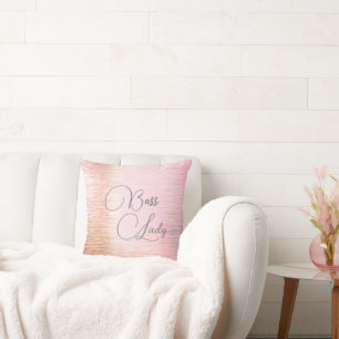 Chic Pink Frosted Glass Boss Lady  Throw Pillow