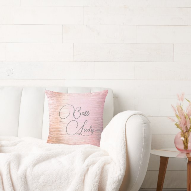 Chic Pink Frosted Glass Boss Lady  Throw Pillow (Couch)
