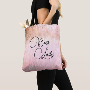 Chic Pink Frosted Glass Boss Lady Tote Bag