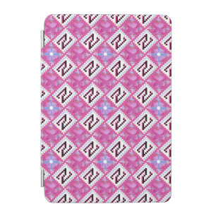 Chic Pink Geometric Alphabet N Initial iPad Mini Cover
