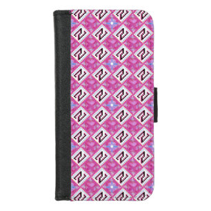 Chic Pink Geometric Alphabet N Initial iPhone 8/7 Wallet Case