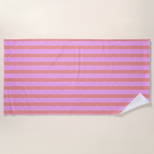 Chic Pink Geometric Stripes Geostripes Beach Towel