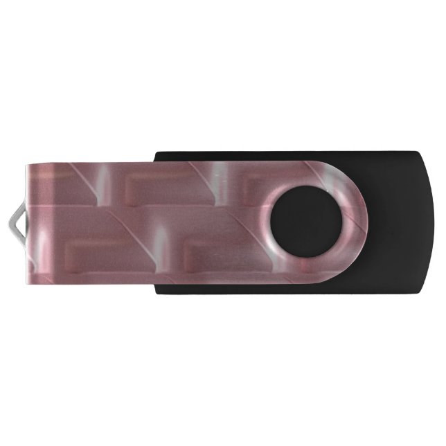 Chic Pink Geometric Stylish & Practical Flash Drive (Back)