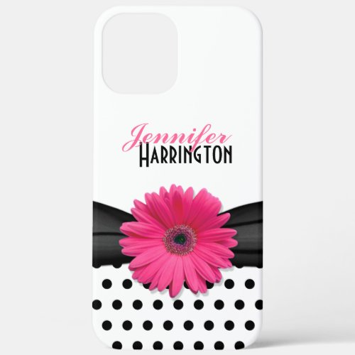 Chic Pink Gerbera Daisy Polka Dot iPhone 6 case