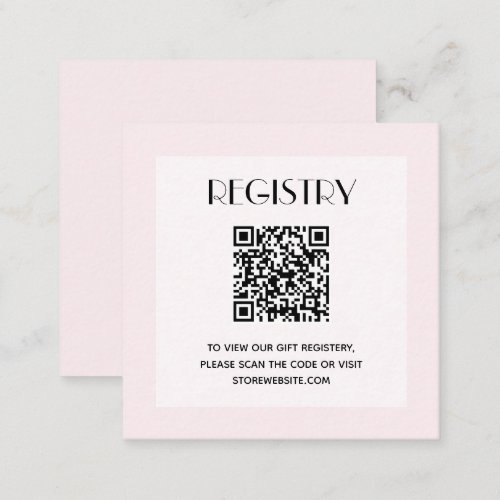 Chic Pink Girl Baby Shower Registry QR Code Enclosure Card