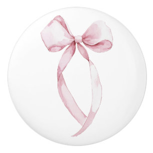 Chic Pink Girly Bow Ceramic Knob