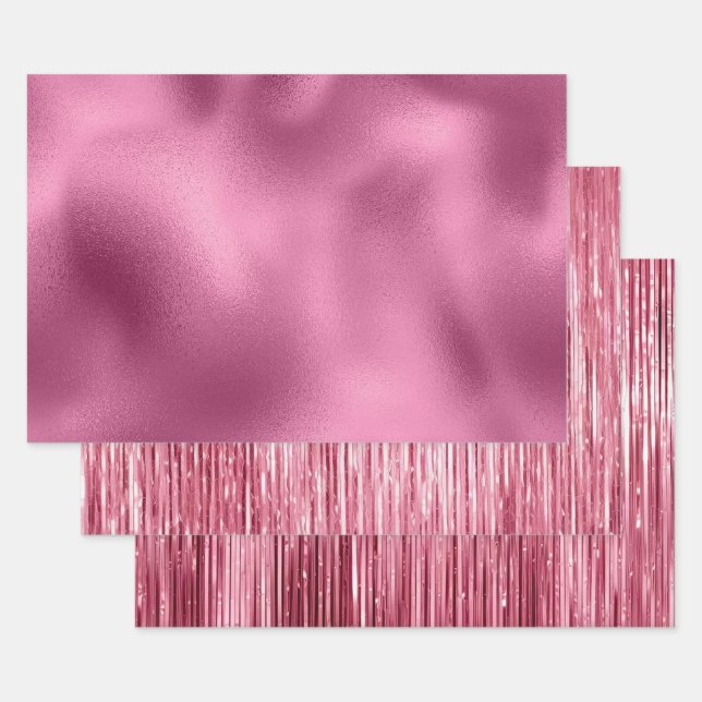 Chic Pink Glam Glitz Wrapping Paper Sheets (Set)