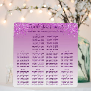 Chic Pink Glitter 10 Tables Seating Chart Foam Boa Foam Board