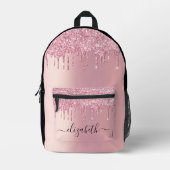 Chic Pink Glitter Custom Printed Backpack (Front)