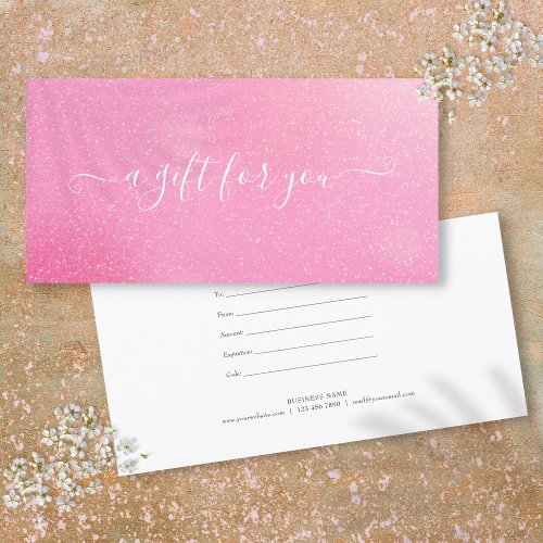 Chic Pink Glitter Customer Gift Certificate